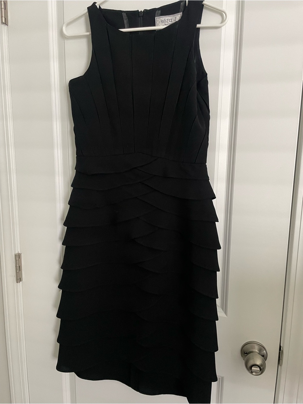 Eliza J Black Sleeveless Tiered Midi Dress